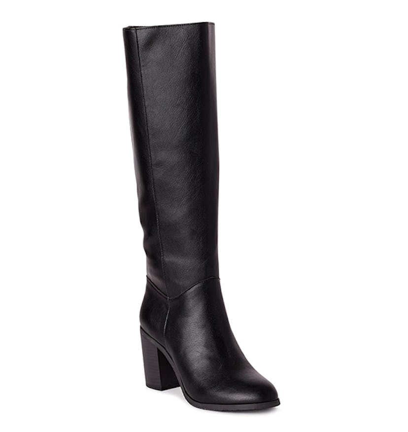 Vegan Leather Knee High Block Heel Boots