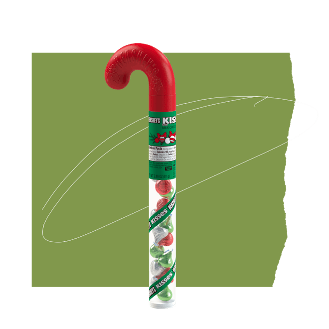 Hershey's Kisses Milk Chocolate Candy Filled Christmas Cane
