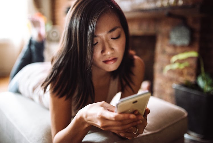Rejected woman on phone