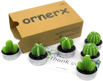Ornerx Decorative Cactus Tea Light Candles 6 Pcs