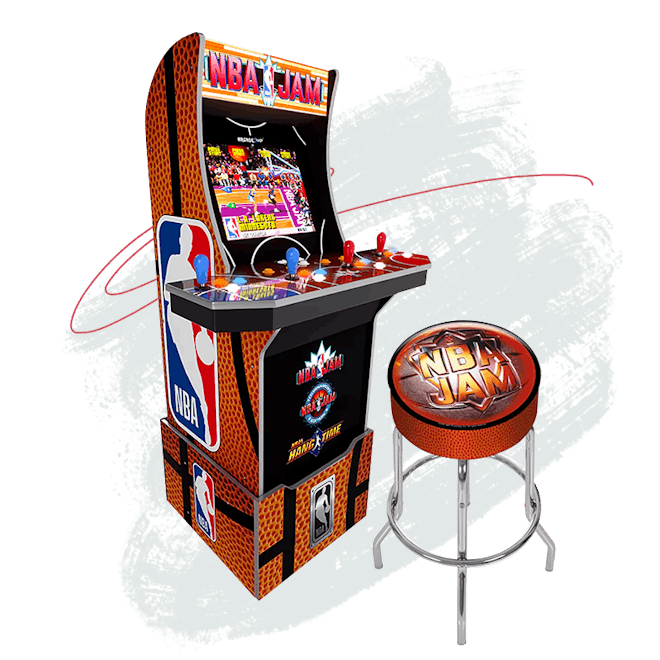 NBA Jam Deluxe Arcade 1Up with Riser and Bonus Stool