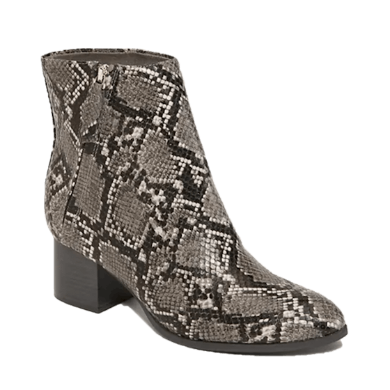 Faux-Snakeskin Side-Zip Block-Heel Booties