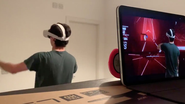 Mixed Reality is an app that inserts a person's body into the gameplay of VR games.