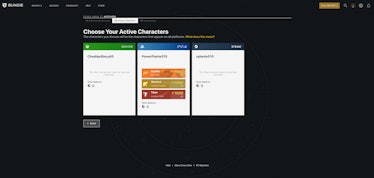 "Destiny 2" cross save choosing active characters