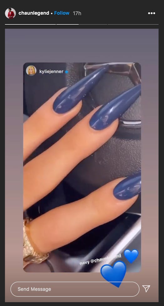Chaun Legend did navy nails for Kylie Jenner.