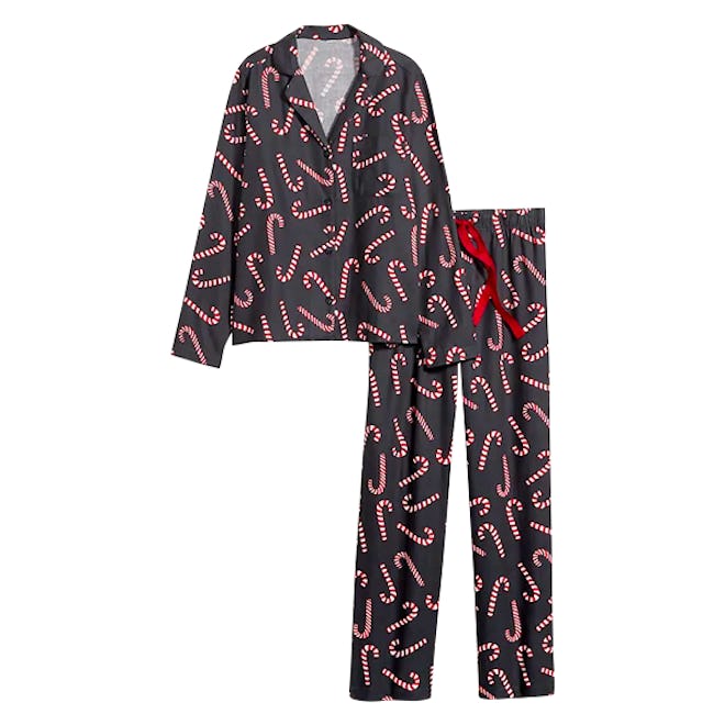 Patterned Flannel Pajama Set for Women