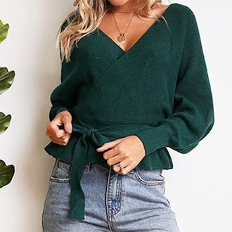 ZESICA Belted Wrap Sweater
