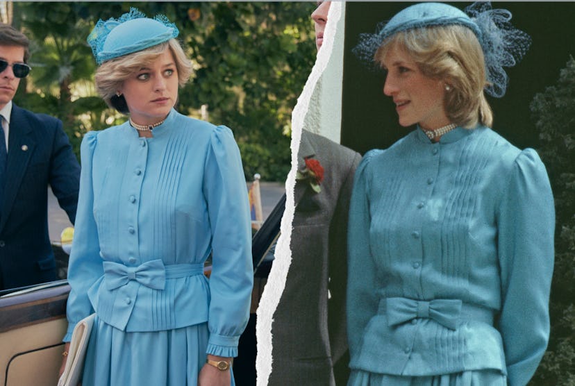 Emma Corrin in 'The Crown' Season 4 vs. the real Princess Diana