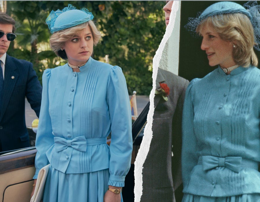 Emma Corrin in 'The Crown' Season 4 vs. the real Princess Diana