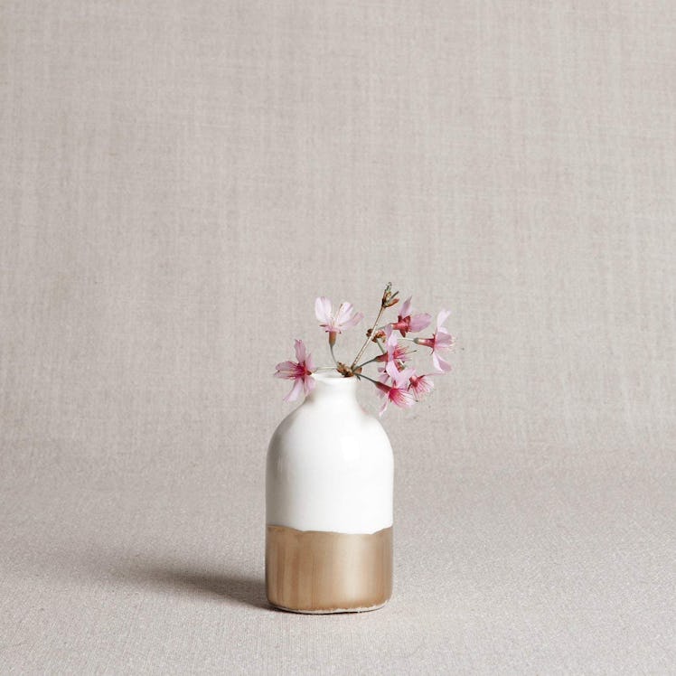 Porcelain Bud Vase White and Gold