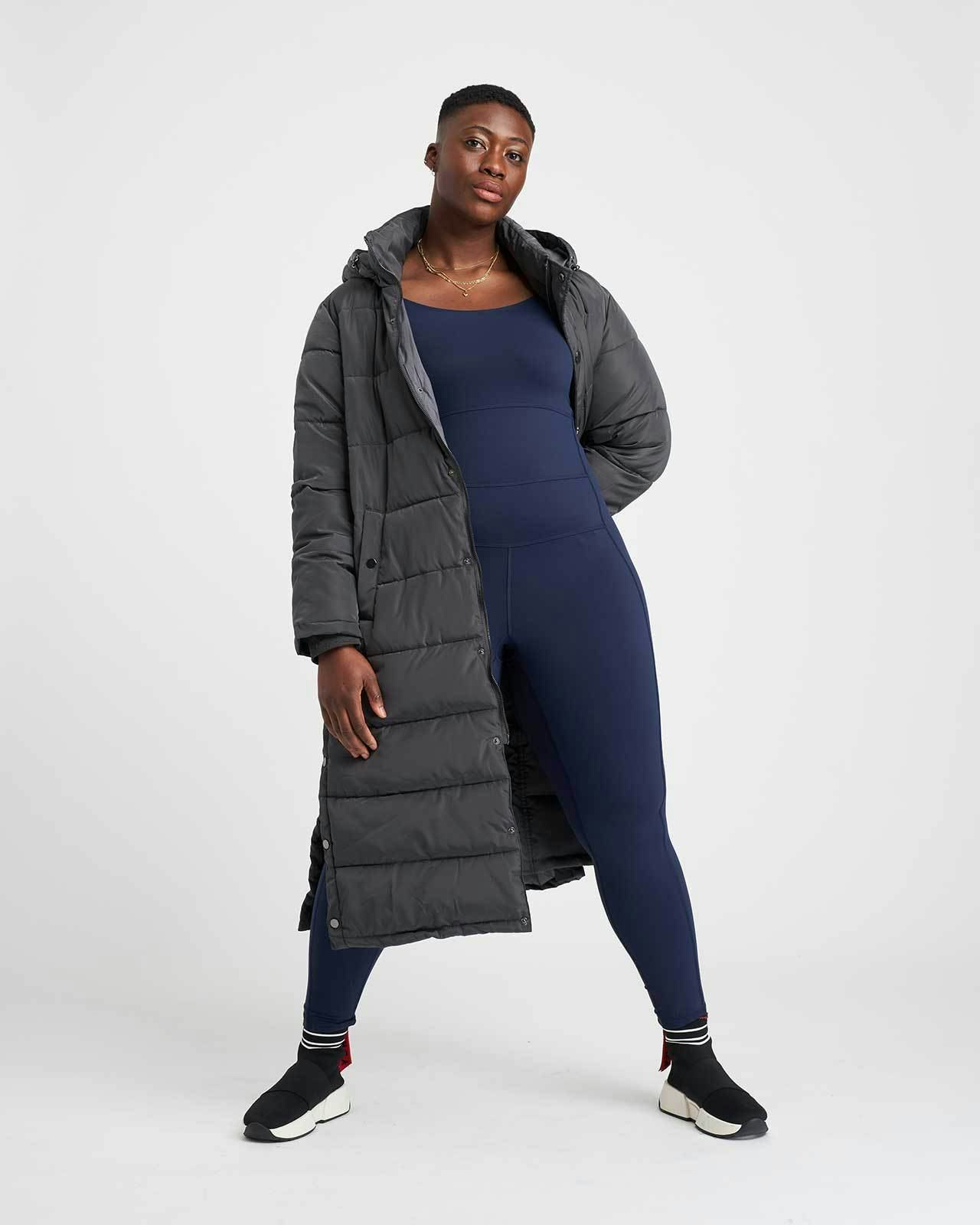 fitted long padded coat