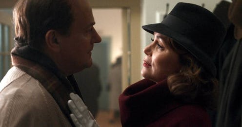 Hugh Bonneville as Roald Dahl and Keeley Hawes as Patricia Neal. Both are dressed in period clothing...