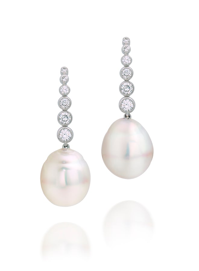 Diamond and South Sea Pearl Cuff Earrings