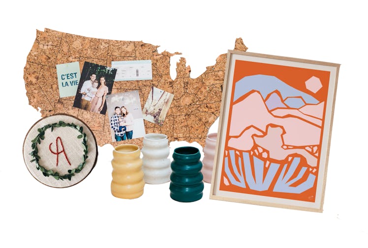 Etsy's 2020 Cyber Week Sales Event includes a desert art print, colorful vases, U.S. travel map, and...