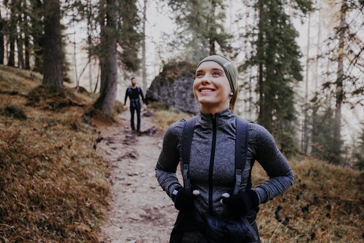 Couple on a hiking trail.