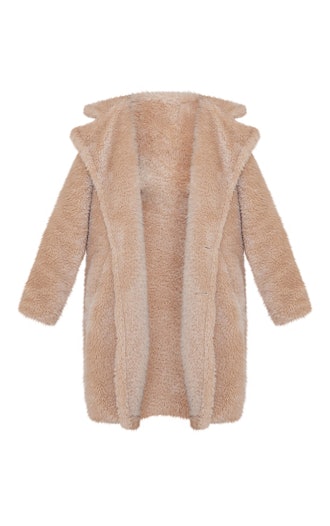 Camel Teddy Faux Fur Hooded Coat