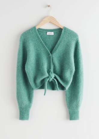Cropped Boxy Front Tie Cardigan