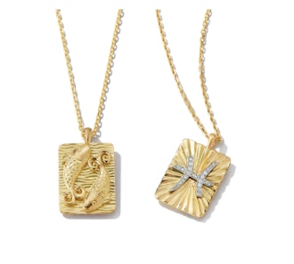 Pisces Zodiac Pendant Necklace with Diamonds