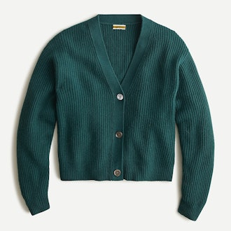 Ribbed Cashmere V-Neck Cardigan Sweater