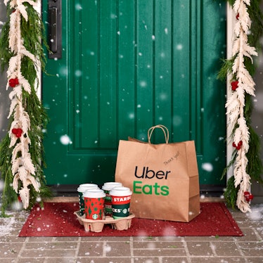 Starbucks’ and Uber Eats’ Deliver It Forward holiday deal will let you gift $10 e-cards.