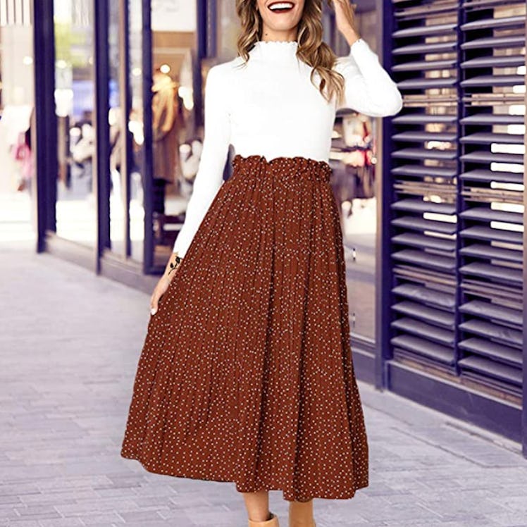 Exlura Polkadot Midi Swing Skirt