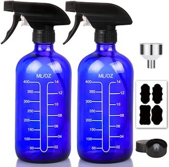 Aozita Cobalt Blue Glass Spray Bottles with Measurements (2-Pack)