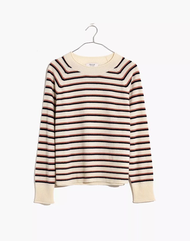 (Re)sponsible Cashmere Roll-Trim Pullover Sweater in Stripe