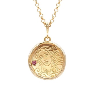 Aphrodite Gold and Garnet Medallion Necklace