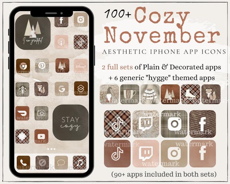 Cozy November Aesthetic iOS 14 Home Screen Theme Pack