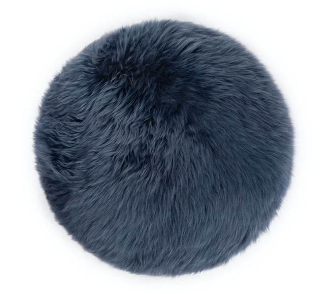 Lanna Navy Round Sheepskin Pillow