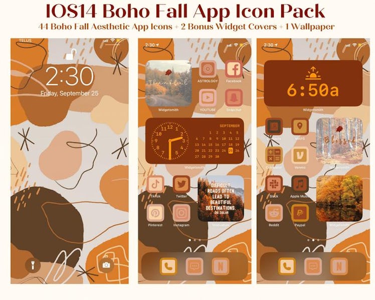 Fall Boho Thanksgiving iOS Home Screen Theme Pack