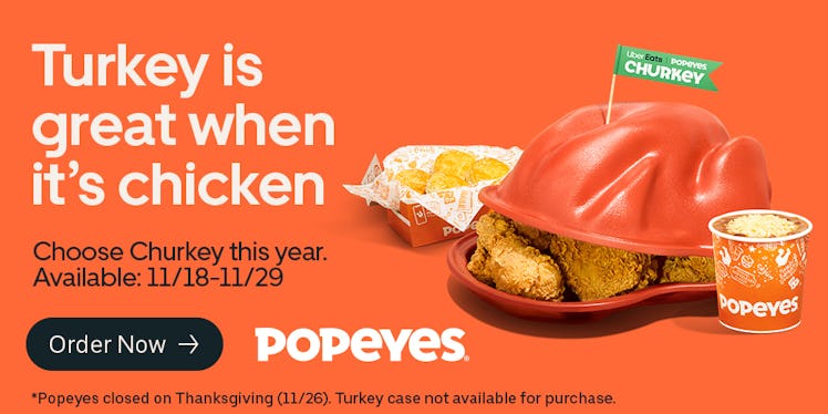 Here's how to order Popeyes' Churkey Thanksgiving special on Uber Eats to skip the kitchen this holi...