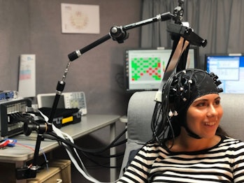 fNIRS brain scan set up