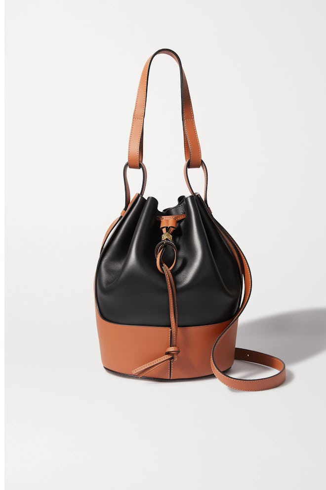 Balloon Two-Tone Leather Bucket Bag