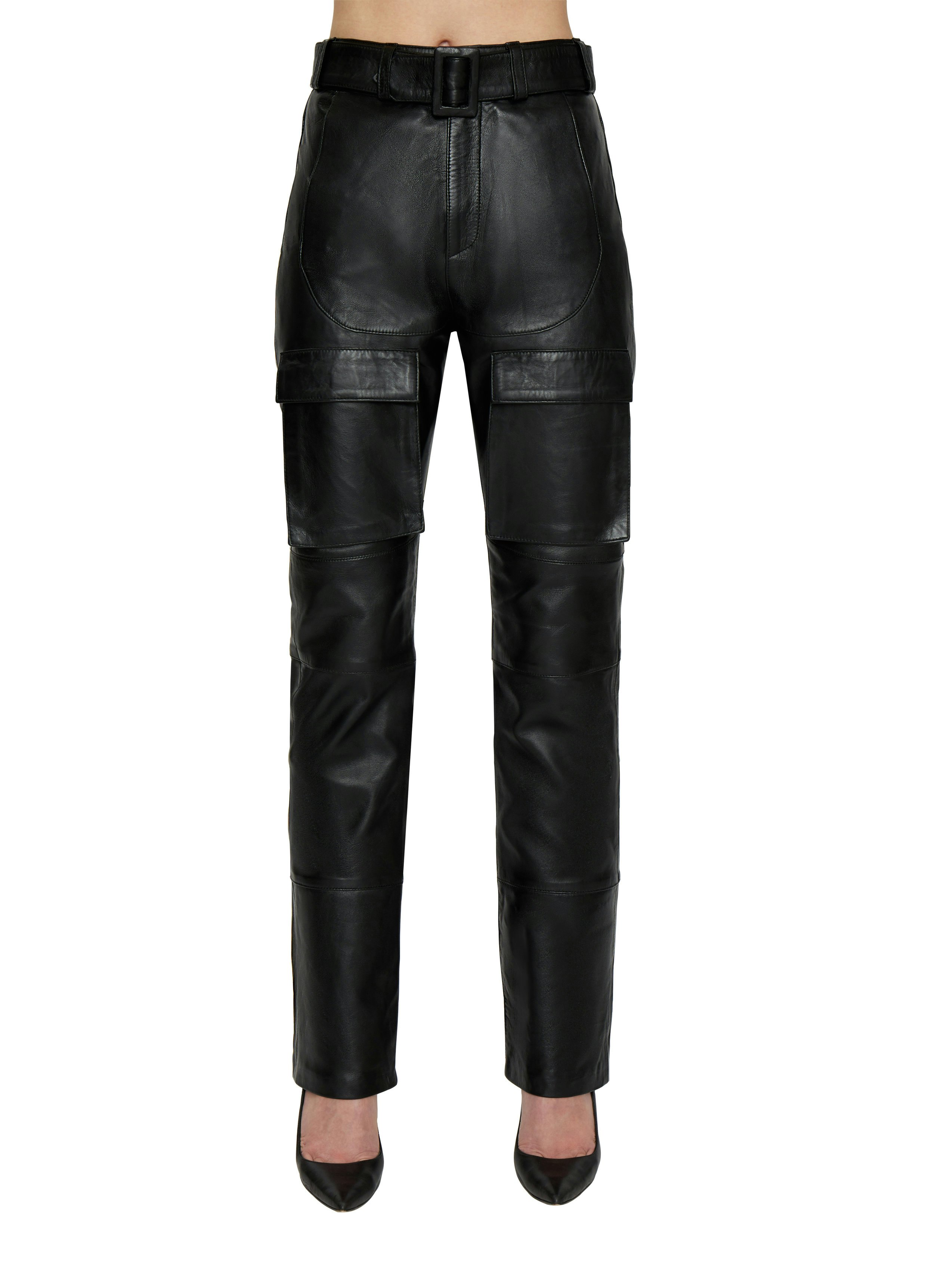 Danielle Guizio Black Faux Leather Belted Pants Size S – Mine & Yours