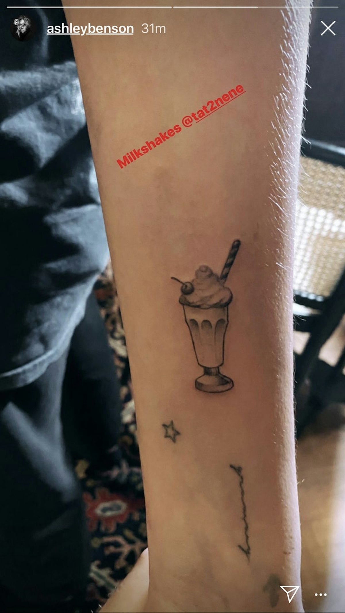Ashley Benson's milkshake tattoo is not her only food-themed piece.