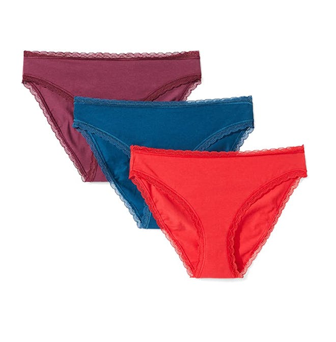 Amazon Brand - Mae Women's Lace Trim Underwear (3-Pack)