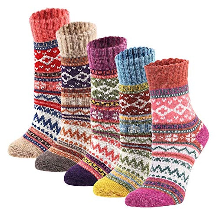 YZKKE Vintage Style Winter Socks (5-pack)