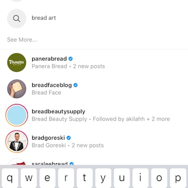 Instagram's keyword search feature can be found in the search bar. 