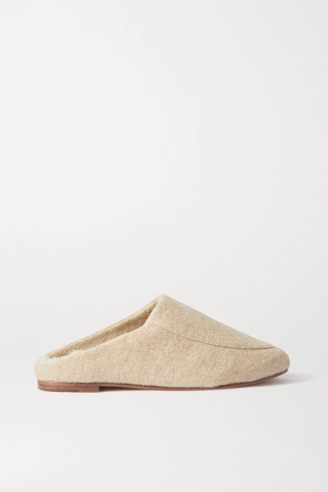 Shearling-Lined Felt Slippers