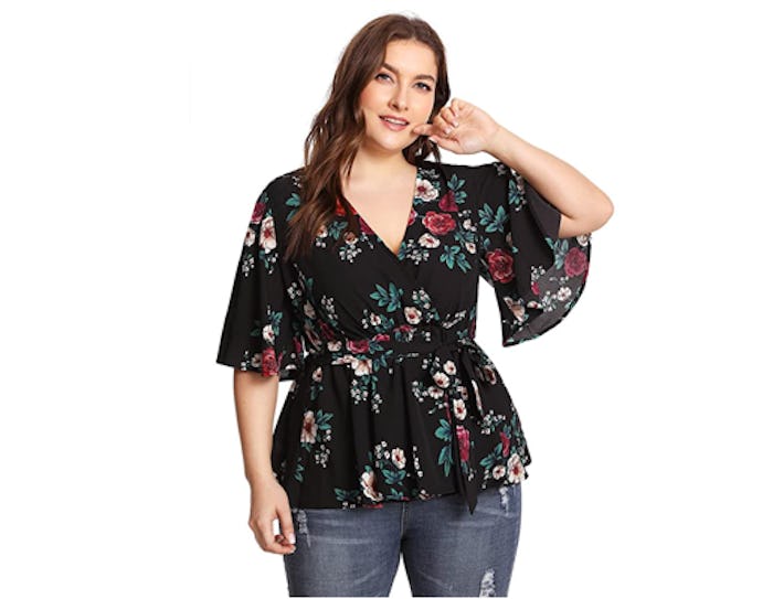 ROMWE Plus Size Floral Top