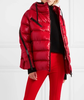 Liriope Hooded Quilted Glossed-Shell Down Jacket