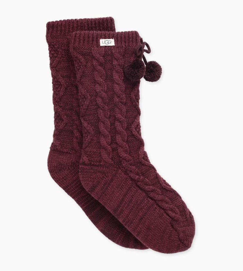 POM POM FLEECE LINED CREW SOCK