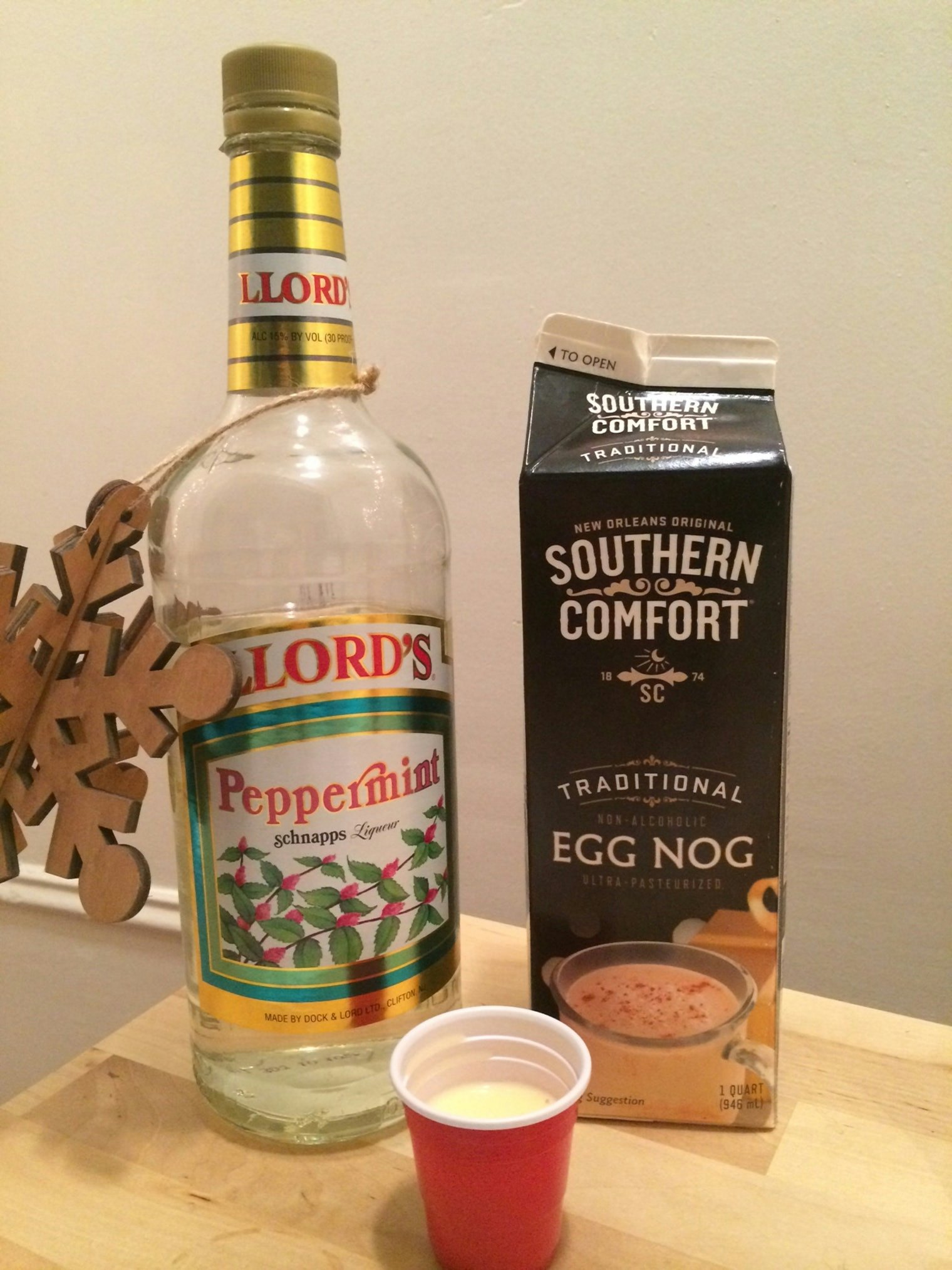 peppermint schnapps and eggnog