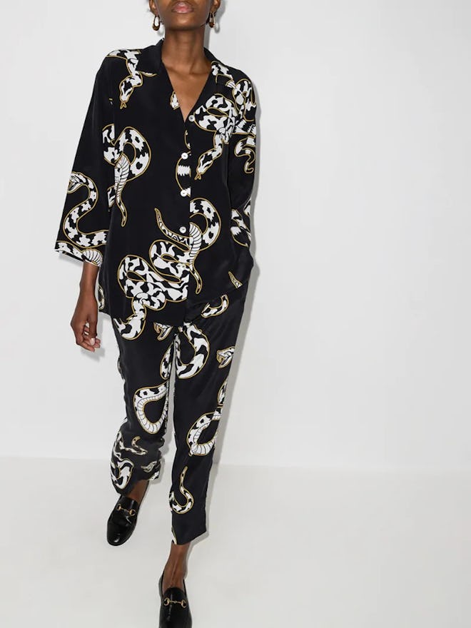 Casablanca Ciro Snake Print Silk Pyjamas