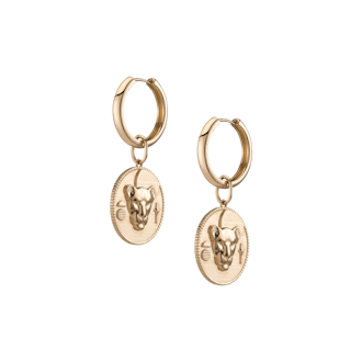 Lioness Pendant Hoop Earrings