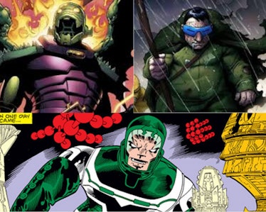 Collage of Annihilus, Mole Man, and Psycho-Man illustrations