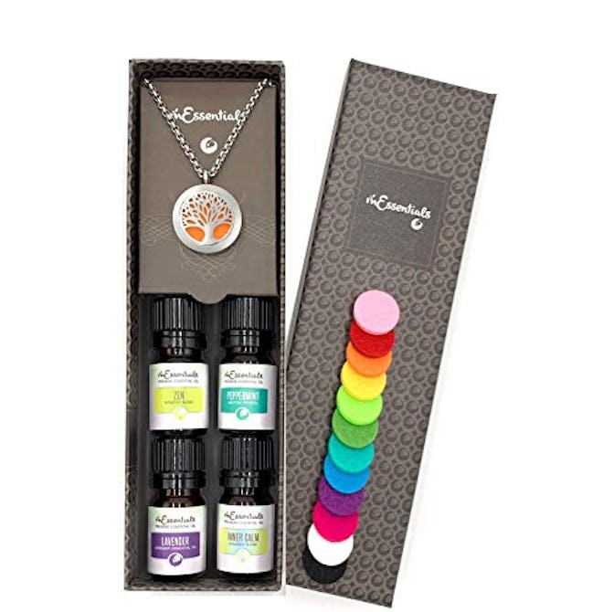 Wild Essentials Tree of Life Essential Oil Necklace Personal Diffuser Gift Set with Aromatherapy Pen...