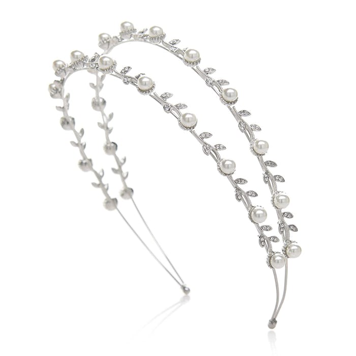 SWEETV Pearl Wedding Headband 