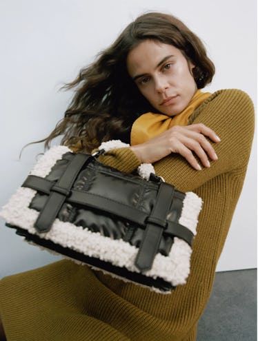 Zara fleece trim quilted city bag Clearance